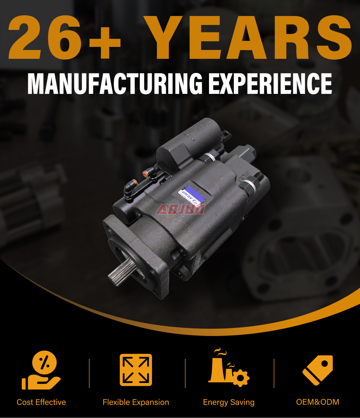 20 MPa (2900 psi) 100 cc/rev Hydraulic Gear Pump C102 detailed image