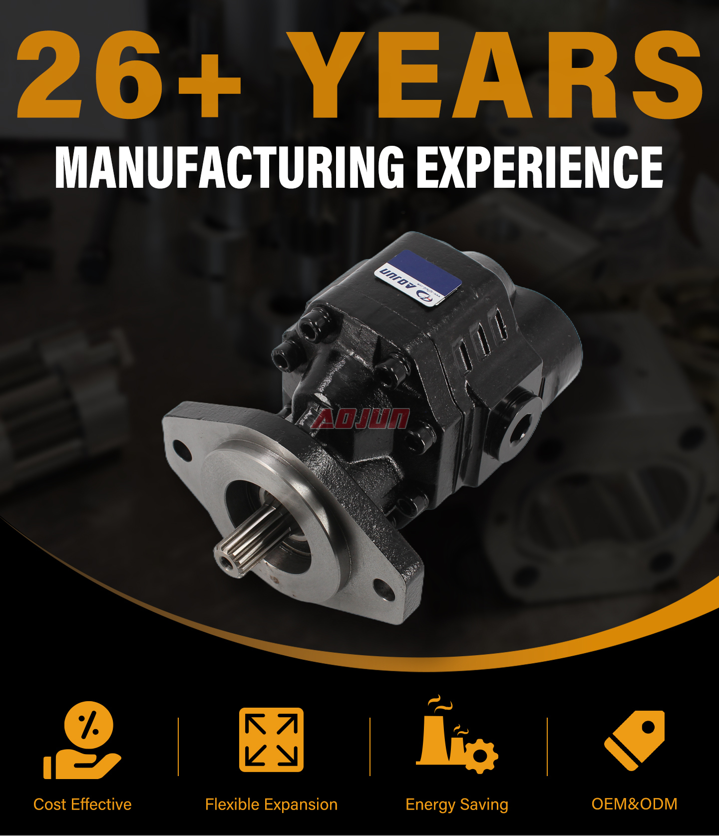 25 MPa (3625 psi) 50 cc/rev Hydraulic Gear Pump CBHL-2000 detailed image