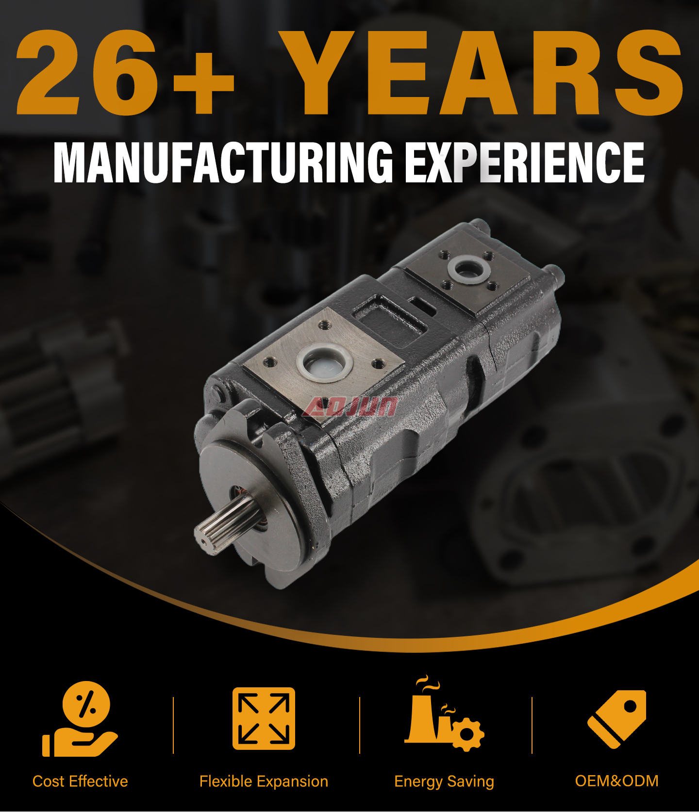 20 MPa (2900 psi) 40 cc/rev Hydraulic Gear Pump CBHS-F4 detailed image