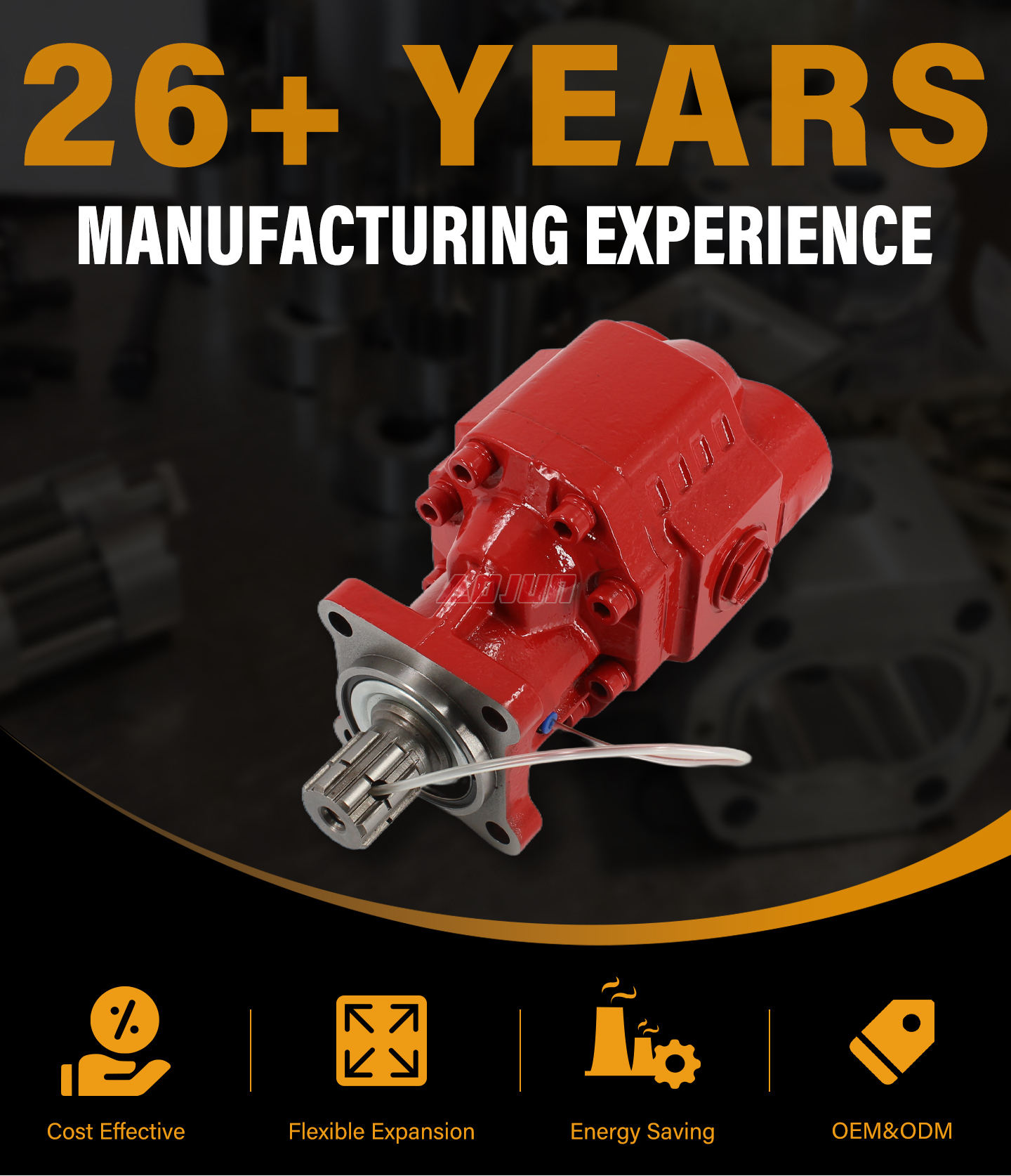 22 MPa (3190 psi) 63 cc/rev Hydraulic Gear Pump CBHW-ISO-63-X detailed image