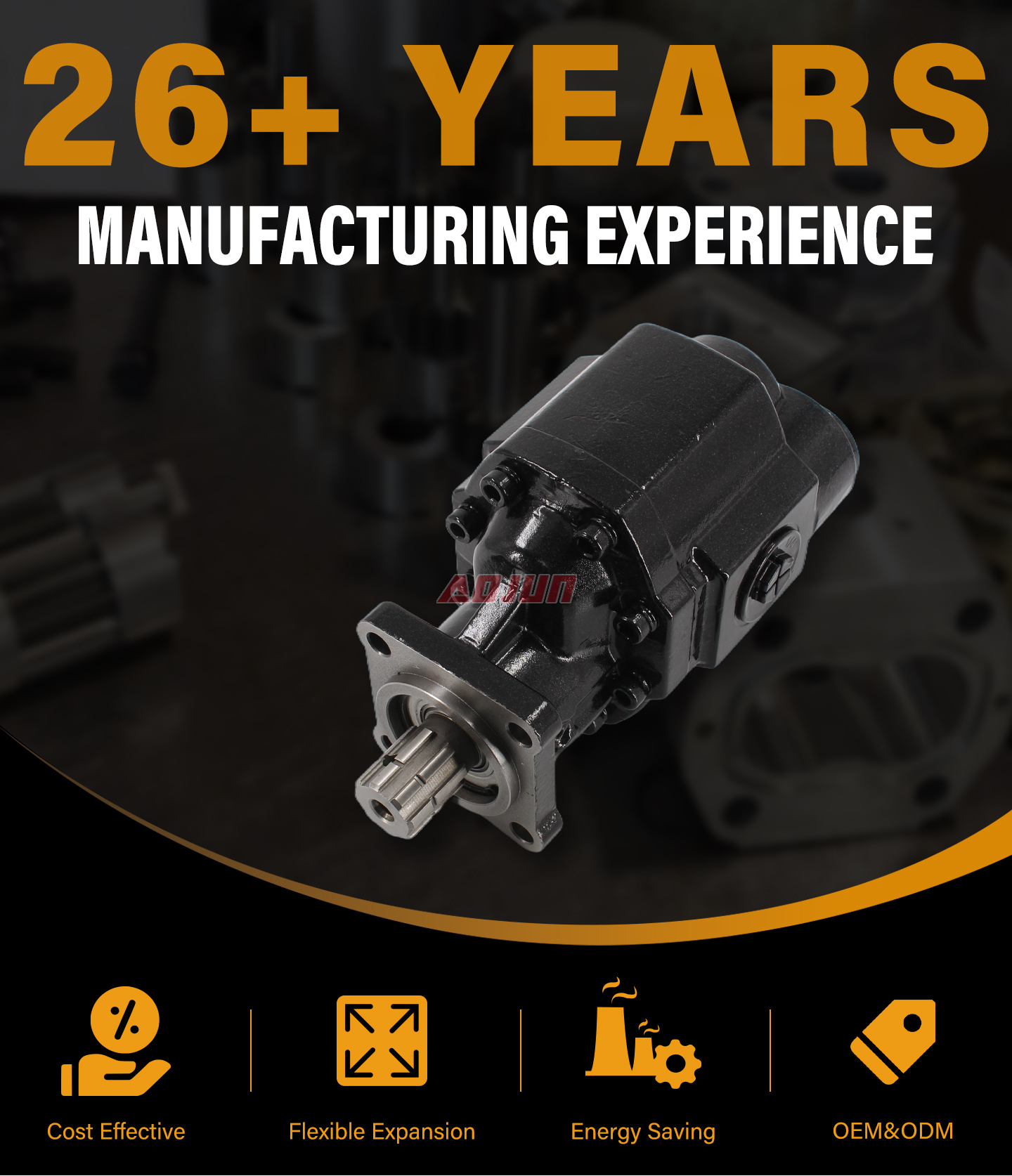 22 MPa (3190 psi) 63 cc/rev Hydraulic Gear Pump CBHST1-ISO-63 detailed image