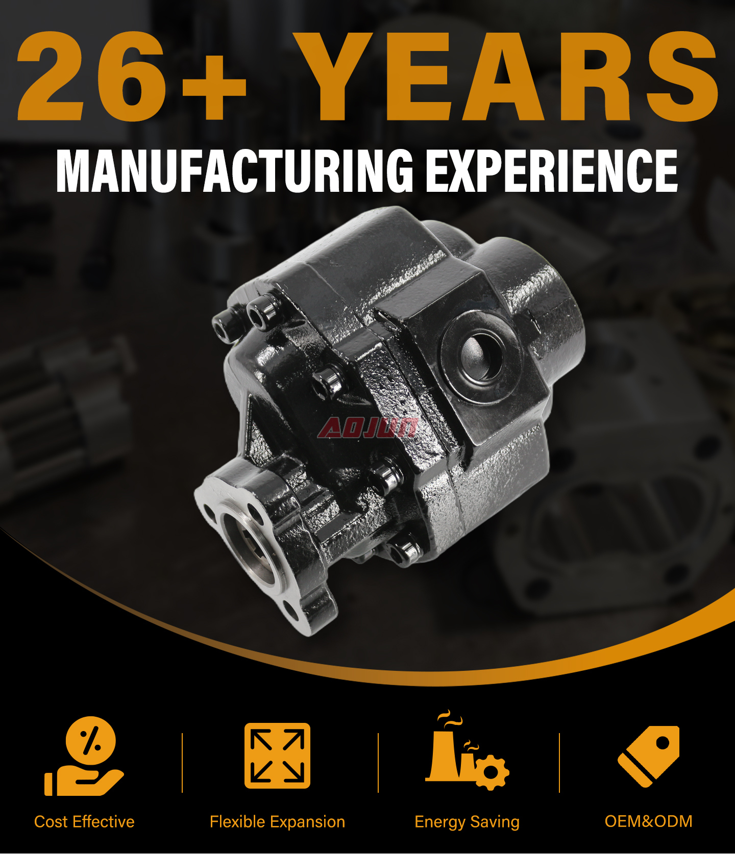 22 MPa (3190 psi) 63 cc/rev Hydraulic Gear Pump CBHST1-UNI-63 detailed image