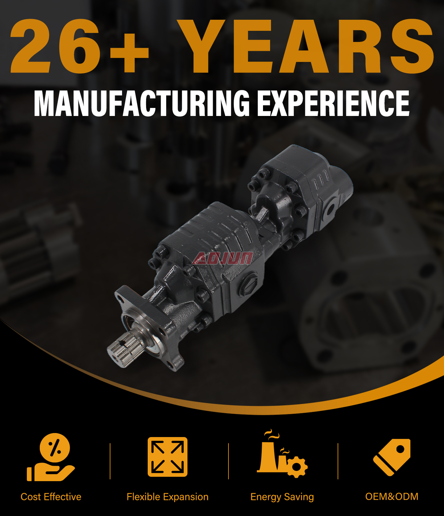 20 MPa (2900 psi) 63 cc/rev Hydraulic Gear Pump CBSL-2063-2040 detailed image